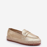 Auksinės moteriškos espadrilės su džiuto pynimu ir lygiu padu (BSB35529)