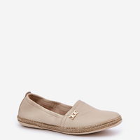 Elegantiškos moteriškos odinės espadrilės smėlio spalvos Zazoo (BSB35583)