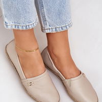 Elegantiškos moteriškos odinės espadrilės smėlio spalvos Zazoo (BSB35583)