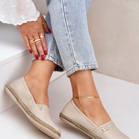 Elegantiškos moteriškos odinės espadrilės smėlio spalvos Zazoo (BSB35583)