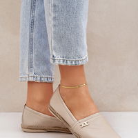 Elegantiškos moteriškos odinės espadrilės smėlio spalvos Zazoo (BSB35583)