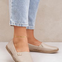 Elegantiškos moteriškos odinės espadrilės smėlio spalvos Zazoo (BSB35583)
