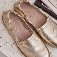 Auksinės moteriškos odinės espadrilės Zazoo (BSB35584)