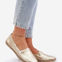 Auksinės moteriškos odinės espadrilės Zazoo (BSB35584)