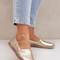Auksinės moteriškos odinės espadrilės Zazoo (BSB35584)