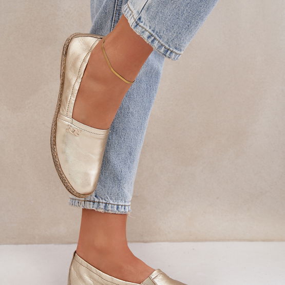 Auksinės moteriškos odinės espadrilės Zazoo (BSB35584)