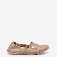 Elegantiškos moteriškos zomšinės espadrilės su gėlėmis, smėlio spalvos (BSB35585)