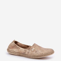 Elegantiškos moteriškos zomšinės espadrilės su gėlėmis, smėlio spalvos (BSB35585)