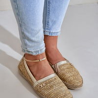 Elegantiškos odinės espadrilės su pynimu smėlio-aukso spalvos (BSB35721)