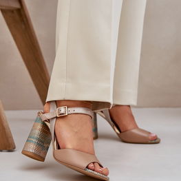Elegantiškos odinės basutės su kulnu tamsiai smėlinės Laura Messi (BSB35772)