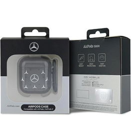 Mercedes AirPods 1/2 dėklas, juodas, didelio žvaigždės rašto