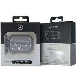 Mercedes AirPods Pro 2 dėklas (juodas, didelių žvaigždžių raštas)