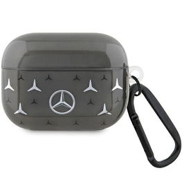 Mercedes AirPods Pro dėklas, juodas, didelis žvaigždžių raštas