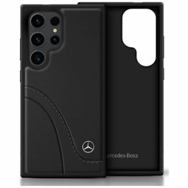Mercedes odinis dėklas su lenktais dygsniais Samsung Galaxy S25 Ultra – juodas
