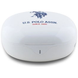 US Polo belaidės Bluetooth ausinės su logotipu – baltos