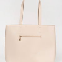 Didelis smėlio spalvos rankinukas shopper su kniedėmis (POL85989)