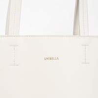 Didelis baltas rankinukas shopper su kniedėmis (POL85990)