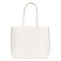 Didelis baltas rankinukas shopper su kniedėmis (POL85990)