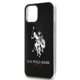 US Polo blizgus dėklas su logotipu iPhone 12 / 12 Pro (juodas)