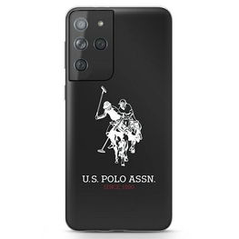 US Polo blizgus dėklas su dideliu logotipu Samsung Galaxy S21 Ultra – juodas
