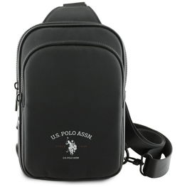 US Polo mažas pikė audinio crossbody telefono krepšys, juodas