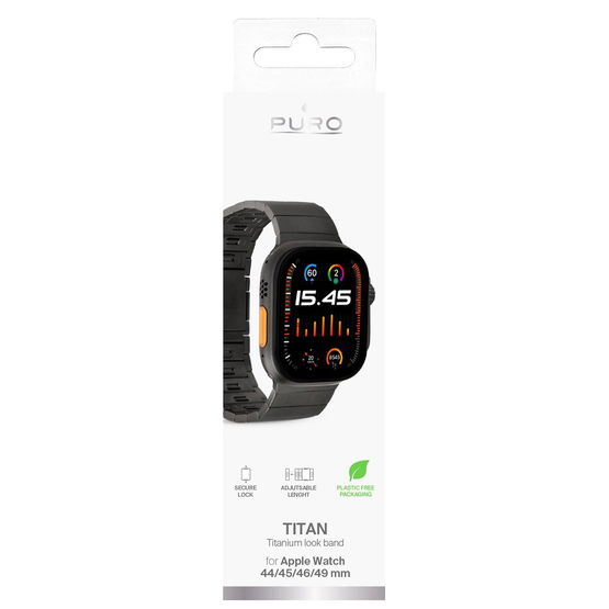 Puro TITAN nerūdijančio plieno Apple Watch apyrankė 42-49 mm juoda
