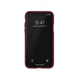 Adidas bordo spalvos PU zomšos dėklas iPhone X/XS