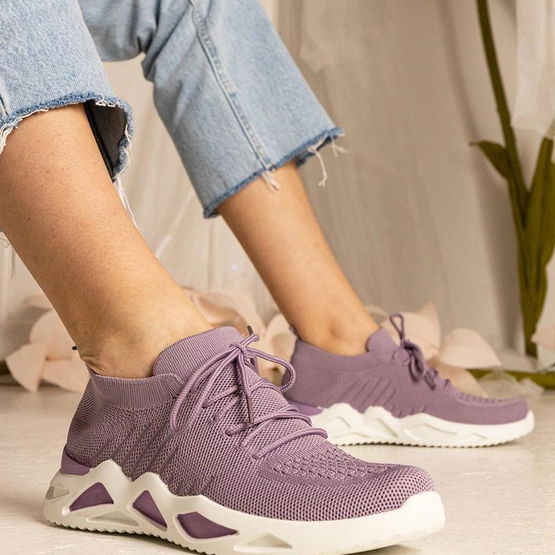 Moteriški violetiniai sportbačiai su kojinės tipo auliuku Miyana. (GRM31869)