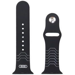 Audi geometrinio rašto silikoninis dirželis Apple Watch 44–49 mm, juodas