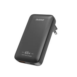Itin plonas 65W GaN kelioninis įkroviklis (USB-C / USB-A) – juodas