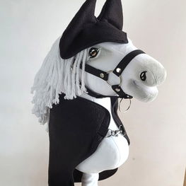 Hobby Horse rinkinys: juodas flisinis pledas ir ausinukai