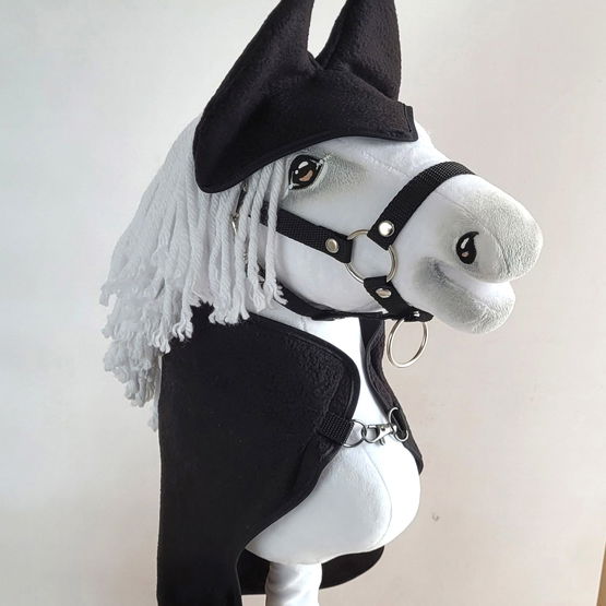 Hobby Horse rinkinys: juodas flisinis pledas ir ausinukai