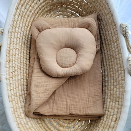 Patalynės komplektas kūdikiui Teddy muslin, smėlio spalvos