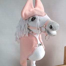 Rinkinys Hobby Horse arkliukui: rožinė vilnonė antklodė ir ausinukai