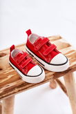 vaikams medžiaginiai laisvalaikio batai su lipniais užsegimais raudonos spalvos