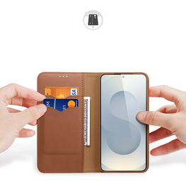 Dėklas su atvartu ir RFID apsauga Samsung Galaxy S25 Edge, rudas