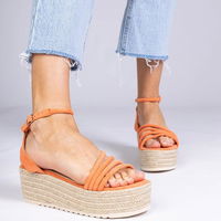 Sandalai espadrilės oranžinės spalvos platforminiai (GRM32221)