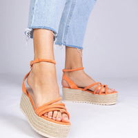 Sandalai espadrilės oranžinės spalvos platforminiai (GRM32221)