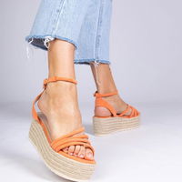 Sandalai espadrilės oranžinės spalvos platforminiai (GRM32221)