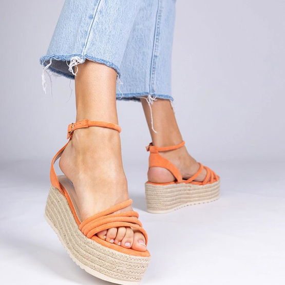 Sandalai espadrilės oranžinės spalvos platforminiai (GRM32221)