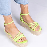 Sandaļai espadrilės moterims su platforma, žalios spalvos (GRM32222)