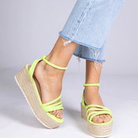 Sandaļai espadrilės moterims su platforma, žalios spalvos (GRM32222)