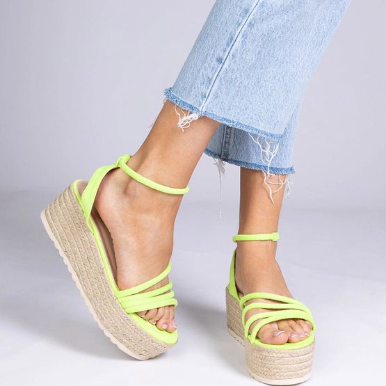 Sandaļai espadrilės moterims su platforma, žalios spalvos (GRM32222)