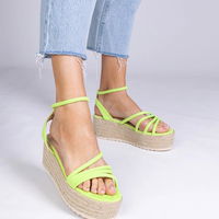 Sandaļai espadrilės moterims su platforma, žalios spalvos (GRM32222)