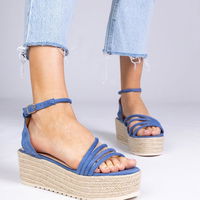 Sandalai espadrilės su platforma, mėlyni (GRM32223)
