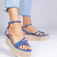 Sandalai espadrilės su platforma, mėlyni (GRM32223)
