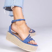 Sandalai espadrilės su platforma, mėlyni (GRM32223)