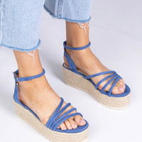 Sandalai espadrilės su platforma, mėlyni (GRM32223)