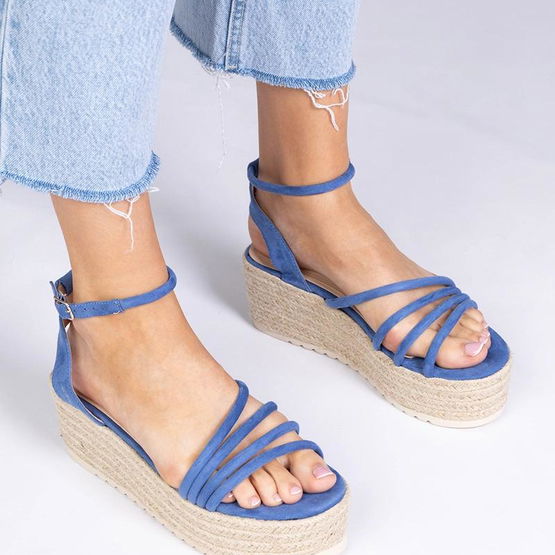 Sandalai espadrilės su platforma, mėlyni (GRM32223)