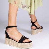 Basutės espadrilės su platforma, juodos spalvos (GRM32219)